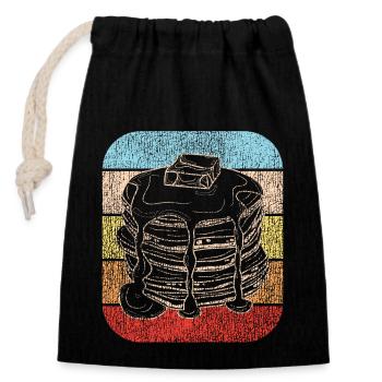 Pancake Lover Kids Retro Vintage - Closable cotton gift bag (14x20cm) - black - Front