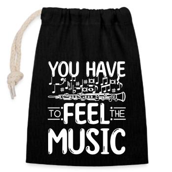 You have to feel the music play oboe - Closable cotton gift bag (14x20cm) - black - Front