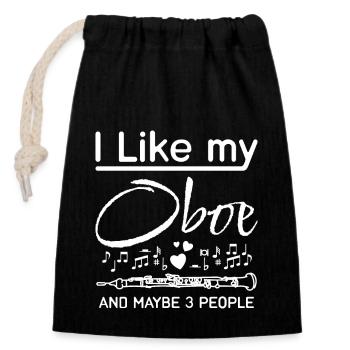 I like my Oboe and maybe 3 people - Closable cotton gift bag (14x20cm) - black - Front