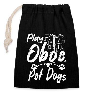 Dog owner Play oboe pet dogs - Closable cotton gift bag (14x20cm) - black - Front