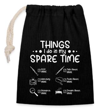 Things I do in my spare time play oboe - Closable cotton gift bag (14x20cm) - black - Front