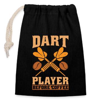 Joueur de fléchettes avant le café amateur de café - Sac cadeau en coton avec cordon (14 x 20 cm) - noir - Devant