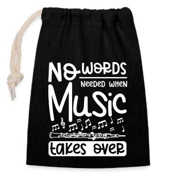 No words needed when music takes over oboist - Closable cotton gift bag (14x20cm) - black - Front