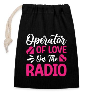Présentatrice radio Opérateur de la Saint-Valentin Love Radio - Sac cadeau en coton avec cordon (14 x 20 cm) - noir - Devant