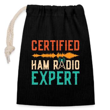 Vintage Radio Moderator Certified Ham Radio Expert - Verschließbarer Geschenkbeutel aus Baumwolle (14x20cm) - Schwarz - Vorne