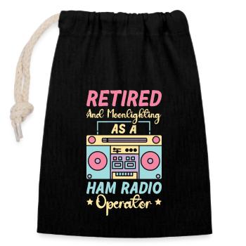 Radio Presenter Retirement Farewell Party Gift - Closable cotton gift bag (14x20cm) - black - Front