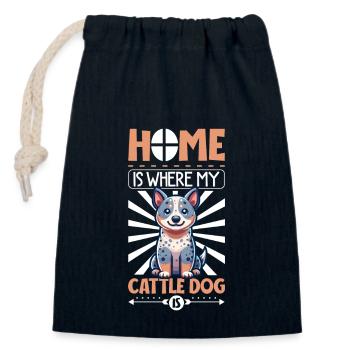 Accueil - Australian Cattle Dog - Sac cadeau en coton avec cordon (14 x 20 cm) - bleu marine - Devant