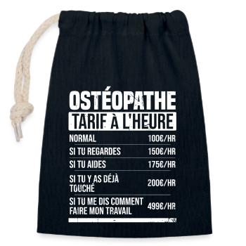 Osteopath hourly rate gift idea humor - Closable cotton gift bag (14x20cm) - navy - Front