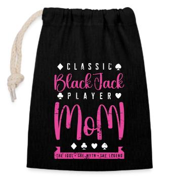 Classic Blackjack Player Mom The Card Game Lover - Verschließbarer Geschenkbeutel aus Baumwolle (14x20cm) - Schwarz - Vorne