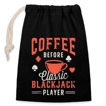 Classic Blackjack Coffee Card Player Coffee Lover - Verschließbarer Geschenkbeutel aus Baumwolle (14x20cm) - Schwarz - Vorne