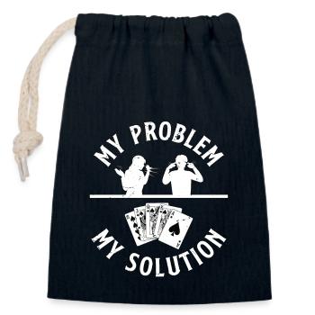 Classic Blackjack My Problem My Pictogram Dad Mom - Verschließbarer Geschenkbeutel aus Baumwolle (14x20cm) - Navy - Vorne