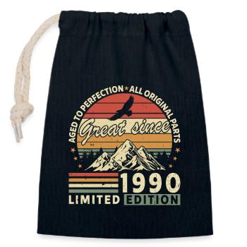 Vintage 1990's Birthday - Closable cotton gift bag (14x20cm) - navy - Front