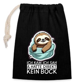 Sloth - Closable cotton gift bag (14x20cm) - black - Front