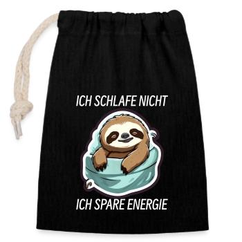 Sloth - Closable cotton gift bag (14x20cm) - black - Front