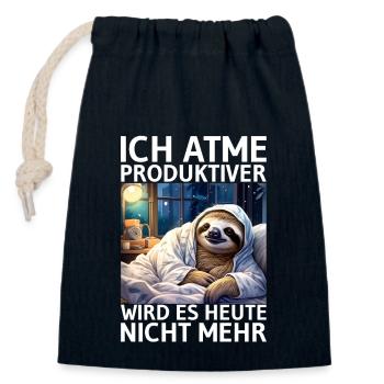 Faultier - Verschließbarer Geschenkbeutel aus Baumwolle (14x20cm) - Navy - Vorne