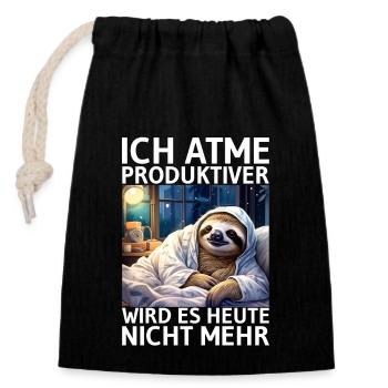 Sloth - Closable cotton gift bag (14x20cm) - black - Front