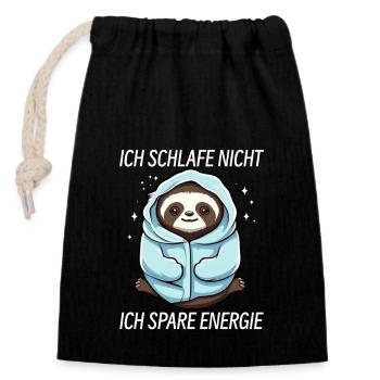 Sloth - Closable cotton gift bag (14x20cm) - black - Front