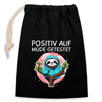 Sloth - Closable cotton gift bag (14x20cm) - black - Front