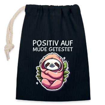 Faultier - Verschließbarer Geschenkbeutel aus Baumwolle (14x20cm) - Navy - Vorne