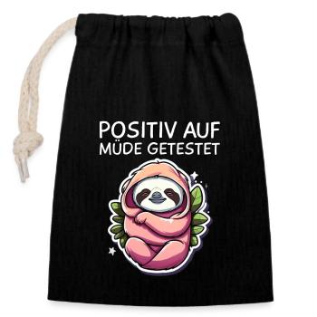 Sloth - Closable cotton gift bag (14x20cm) - black - Front
