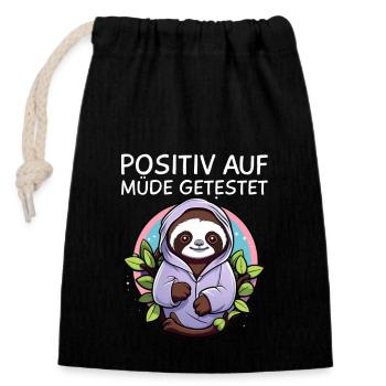 Sloth - Closable cotton gift bag (14x20cm) - black - Front