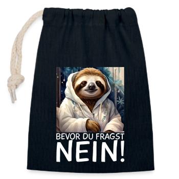 Faultier - Verschließbarer Geschenkbeutel aus Baumwolle (14x20cm) - Navy - Vorne