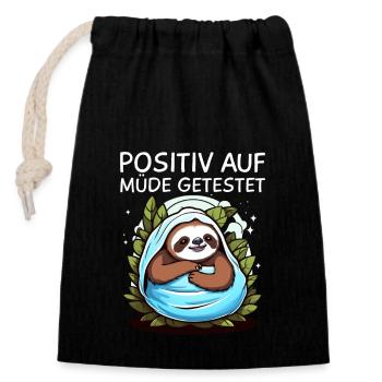 Sloth - Closable cotton gift bag (14x20cm) - black - Front