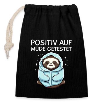 Sloth - Closable cotton gift bag (14x20cm) - black - Front