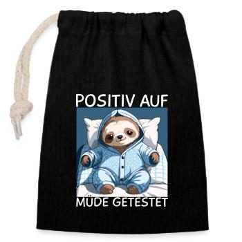 Sloth - Closable cotton gift bag (14x20cm) - black - Front