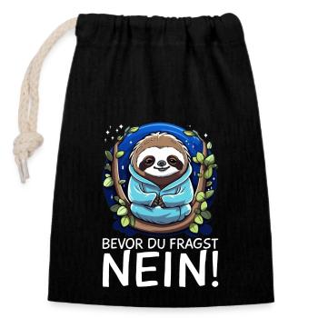 Sloth - Closable cotton gift bag (14x20cm) - black - Front