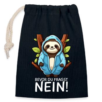 Faultier - Verschließbarer Geschenkbeutel aus Baumwolle (14x20cm) - Navy - Vorne