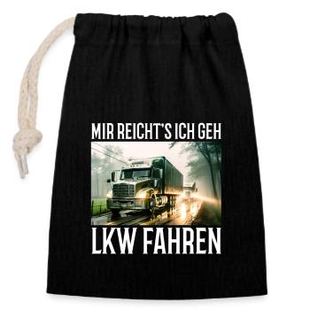 Lkw Fahrer - Verschließbarer Geschenkbeutel aus Baumwolle (14x20cm) - Schwarz - Vorne