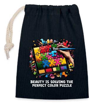 Puzzle Lover Jigzaw Puzzle Board Game Puzzler - Closable cotton gift bag (14x20cm) - navy - Front