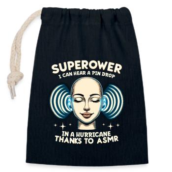 Asmr Chuchotement Asmr Enthousiaste Pleine conscience - Sac cadeau en coton avec cordon (14 x 20 cm) - bleu marine - Devant