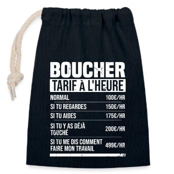 Boucher tarif à l'heure idée cadeau humour - Sac cadeau en coton avec cordon (14 x 20 cm) - bleu marine - Devant