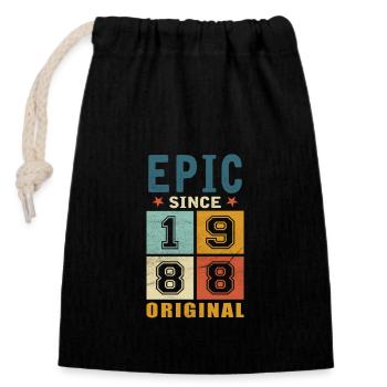 1988 Anniversaire épique depuis - Sac cadeau en coton avec cordon (14 x 20 cm) - noir - Devant