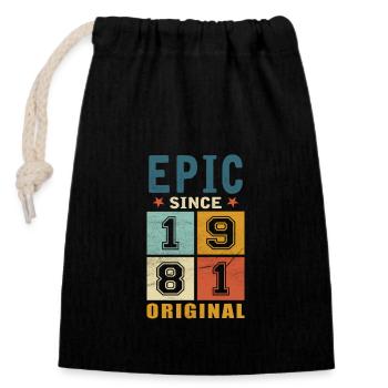 1981 Geburtstag Epic since - Verschließbarer Geschenkbeutel aus Baumwolle (14x20cm) - Schwarz - Vorne