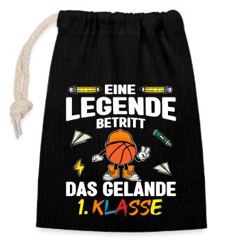 Bye Kindergarten Basketball Kita Abgänger Junge - Verschließbarer Geschenkbeutel aus Baumwolle (14x20cm) - Schwarz - Vorne