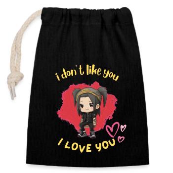 I love you - Closable cotton gift bag (14x20cm) - black - Front
