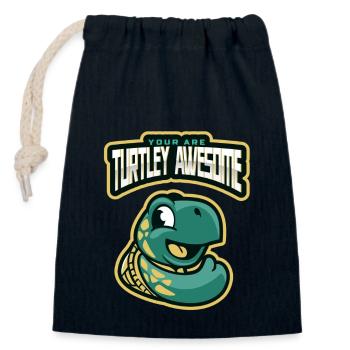 Marine Conservation: Turtley Awesome - Closable cotton gift bag (14x20cm) - navy - Front