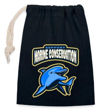 Marine Conservation - Closable cotton gift bag (14x20cm) - navy - Front
