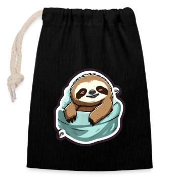 Sloth - Closable cotton gift bag (14x20cm) - black - Front