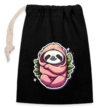 Sloth - Closable cotton gift bag (14x20cm) - black - Front