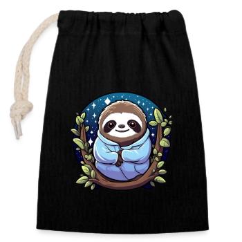Sloth - Closable cotton gift bag (14x20cm) - black - Front