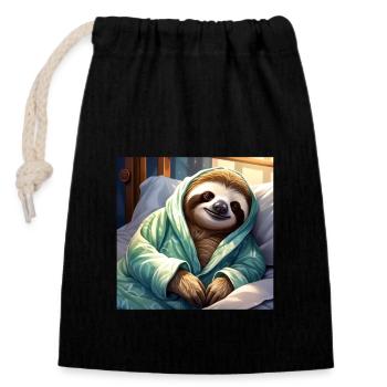Sloth - Closable cotton gift bag (14x20cm) - black - Front