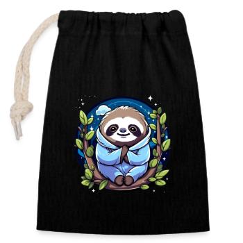 Sloth - Closable cotton gift bag (14x20cm) - black - Front