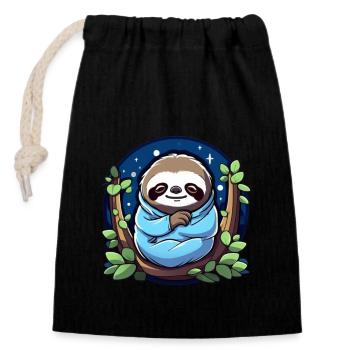 Sloth - Closable cotton gift bag (14x20cm) - black - Front