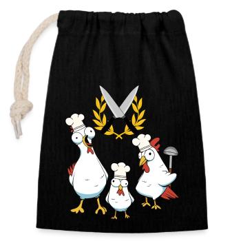 Amateur Cuisiniers Poulets Volaille Cuisinier Restaurant Local - Sac cadeau en coton avec cordon (14 x 20 cm) - noir - Devant