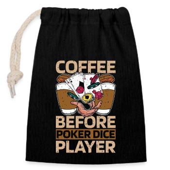 Joueur de dés de poker jeu de cartes café amateur de café - Sac cadeau en coton avec cordon (14 x 20 cm) - noir - Devant