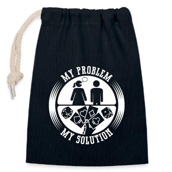 Joueur de dés de poker Mon problème Mon pictogramme Papa Maman - Sac cadeau en coton avec cordon (14 x 20 cm) - bleu marine - Devant